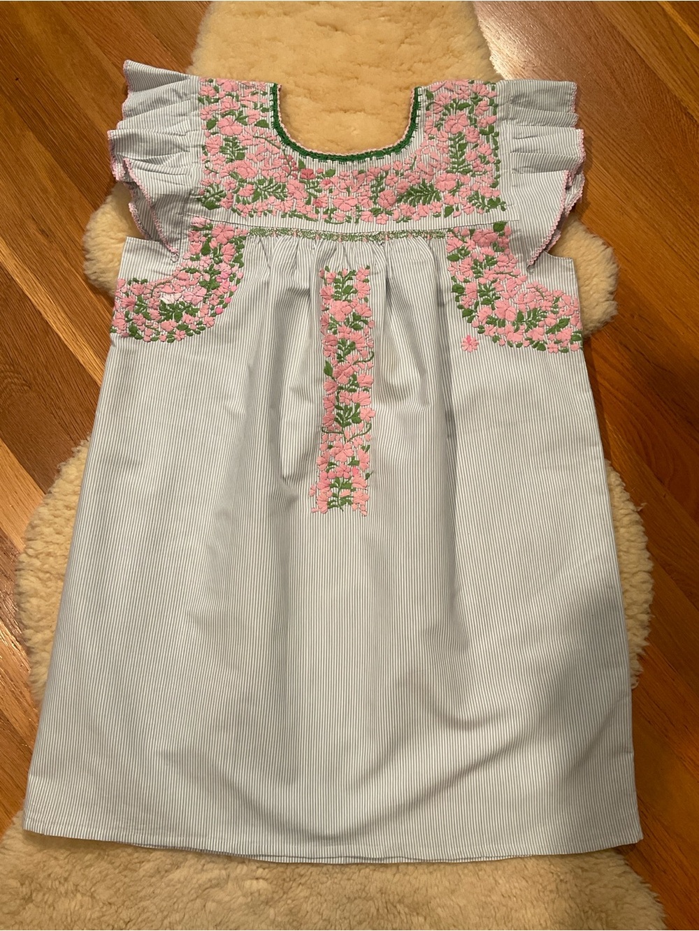 Margarita embroidered floral striped dress